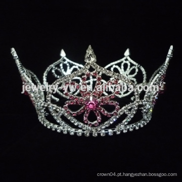 Manufactory colorido vermelho AB rhinestone casamento tiara coroa